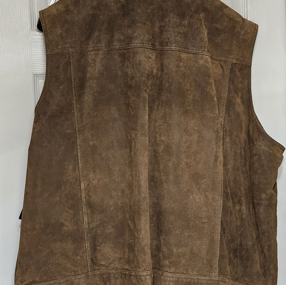 NWT Roundtree & Yorke Suede Leather Vest Men’s 3XB Full Zip Snap Brown $350 - Picture 7 of 14